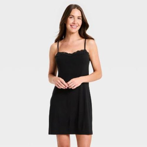 Women's Lace Cloud Knit Chemise - Auden™ Black M