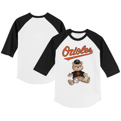 Baltimore Orioles Tiny Turnip Infant Teddy Boy Raglan 3/4 Sleeve T-Shirt - White/Black
