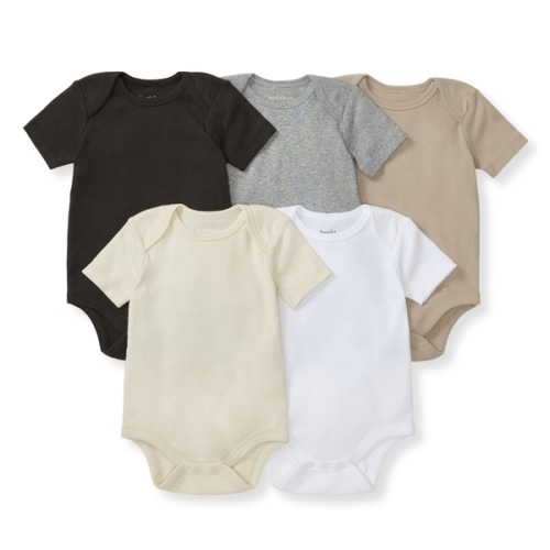 Solid Organic Cotton Short Sleeve Baby Bodysuits 5 Pack Ash