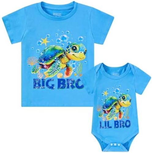 Funnycokid Big Brother Little Brother Matching Outfits Toddler Lil Bro Boy Shirts Set Baby Gifts Clothes