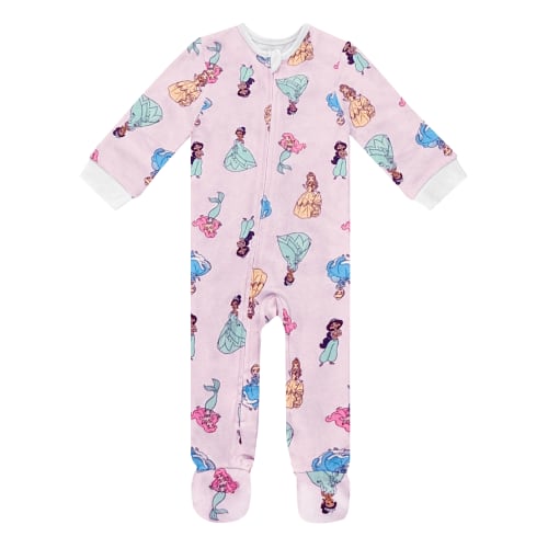Disney Baby Onesie Zip-Up Sleeper - Princess Hacci Sleep N Play Footed Onesie Pajamas, Boys Girls Sizes: 12 Months
