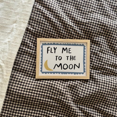Fly Me to the Moon UNFRAMED Print | Cute Art Nursery Prints Nursery Decor Playroom Prints Childrens Prints Landscape Wall Art Horizontal