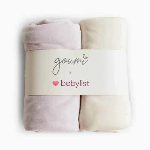 Goumi Kids x Babylist Muslin Swaddle Set (2 Pack) - Lilac + Oat, 40x40"