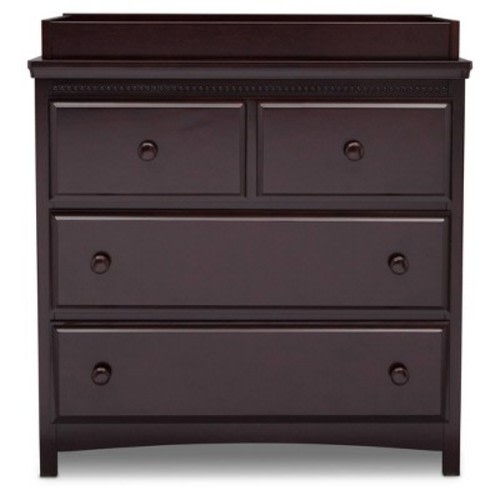 Delta Children Emerson 3 Drawer Dresser with Changing Top and Interlocking Drawers, Color: Dark Chocolate