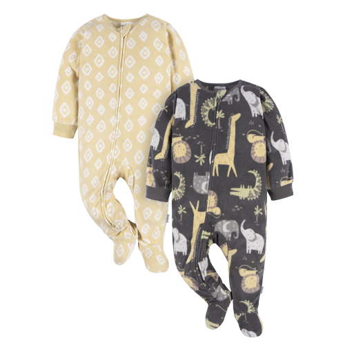 Gerber Baby and Toddler Neutral Microfleece Blanket Sleeper Pajamas, 2-Pack, Sizes 0/3M-5T