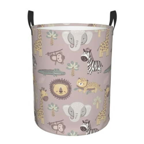 Large Laundry Basket with Handles - Safari Animals Baby Kids Dirty Clothes Laundry Hamper