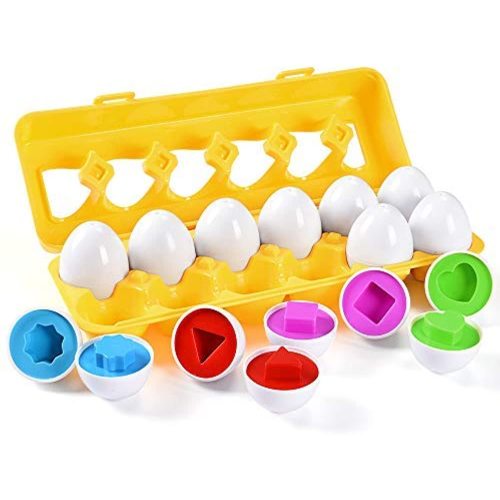 MAGIFIRE Matching Easter Eggs ,12 Packs Learning Toys Gift for Toddler 1 2 3 Year Old Preschool Games Educational Color Shape Recognition Skills(Shape&Color)