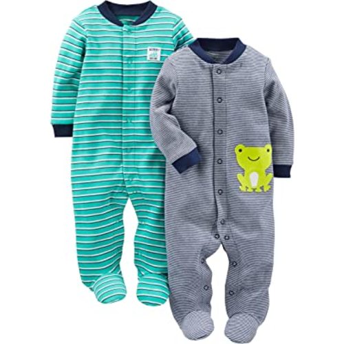 Simple Joys by Carter's Baby Boys' 2-Way Zip Thermal Footed Sleep and Play, Pack of 2
