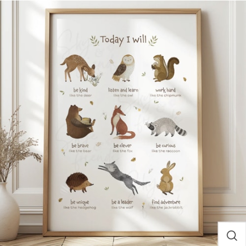 Forest Animals Positive Affirmations Poster for Nursery & Kids