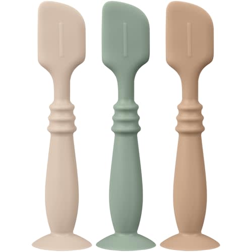 3 Packs Silicone Diaper Cream Applicator with Suction Base, Diaper Cream Spatula Applicator for Babies, Soft Silicone Diaper Cream Brush (Natural/Shifting Sand/Sage)