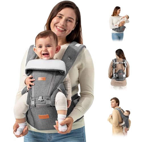 besrey Baby Carrier with Hip Seat Newborn to Toddler, 7-45lb, Summer Mesh Infant Carrier, Baby Body Holder with Back Support, Kangaroo Carrier, Front Facing Men Chest Carrier, Mom Dad Backpack Carrier