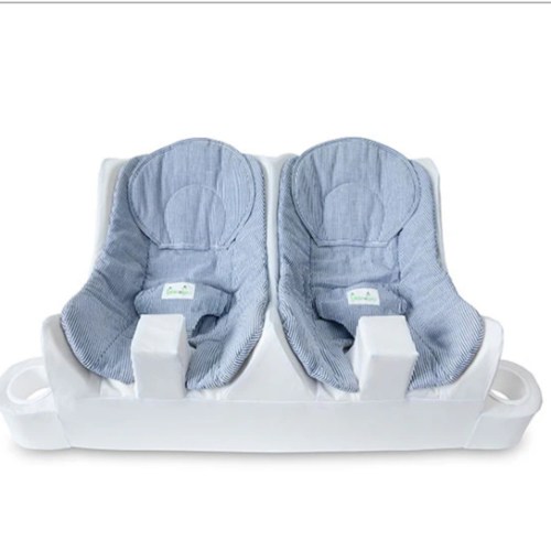 Table For Two - Twin Feeding System (color:blue seersucker)