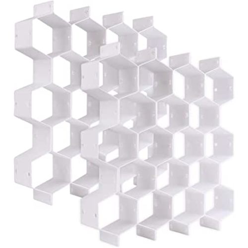 JIAKAI Honeycomb Drawer Organizer,Partition Bee Style Underwear Socks Bras Ties Belts Scarves Drawer Divider Cabinet Clapboard (White-16 pieces)
