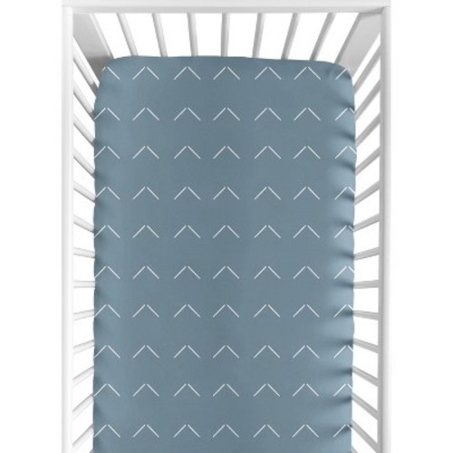 Sweet Jojo Designs Boy or Girl Gender Neutral Unisex Baby Fitted Crib Sheet Woodland Arrow Blue and White