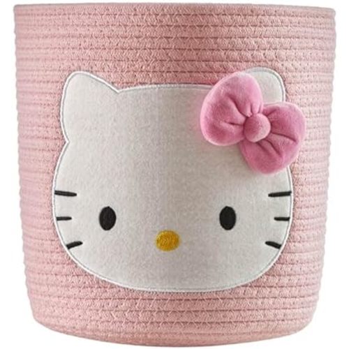 Idea Nuova Sanrio Hello Kitty Rope Storage Basket,10" H x 10" W, Decorative and Functional Organizer for Kids Room or Nursery