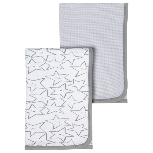 Little Star Organic 100% Pure Organic Cotton Unisex Receiving Blanket, 2 Pk, Little Dreamer