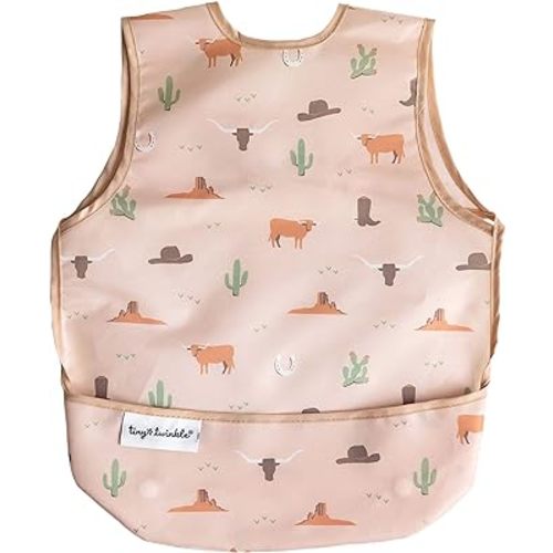 Tiny Twinkle Mess Proof Baby Bib - Waterproof Toddler and Baby Apron Bib - Machine Washable - PFAS and BPA Free