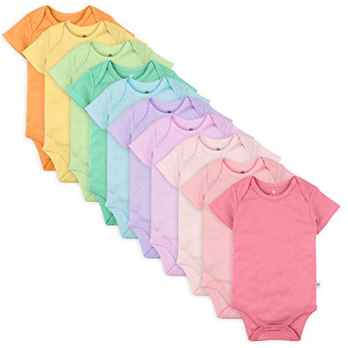 HonestBaby 10-pack Short Sleeve Bodysuits One-piece 100% Organic Cotton for Infant Baby Boys, Girls, Unisex