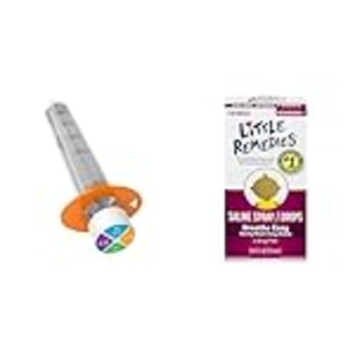 EZY DOSE 10mL Kids Oral Syringe & Little Remedies 0.5oz Saline Spray & Drops for Stuffy Noses
