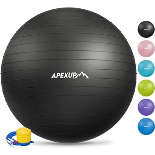 APEXUP Yoga Ball Exercise Ball, Anti Slip Stability Ball Chair, Heavy Duty Large Gym Ball for Fitness, Balance, Core Workout and Physical Therapy
