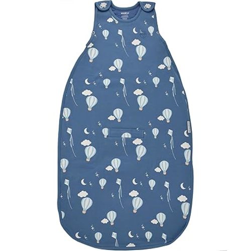 Woolino Merino Wool & Organic Cotton Baby Sleep Sack 2-24 Months – Ultimate 4-Season Baby Sleeping Bag, Universal Size Wearable Blanket, 2-Way Zipper & Adjustable Fit, Year-Round Use - Hot Air Balloon