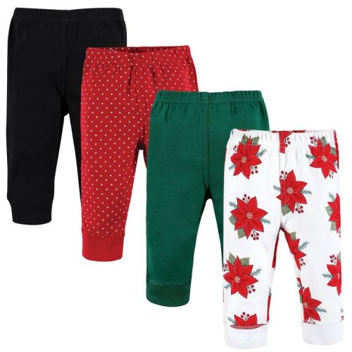 Hudson Baby Infant Girl Cotton Pants And Leggings, Poinsettia, 6-9 Months
