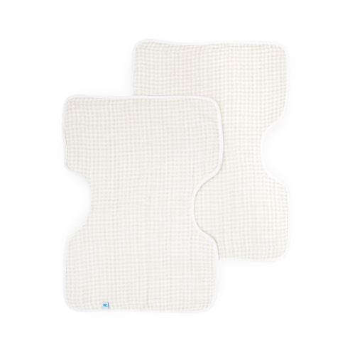 Cotton Muslin Burp Cloth 2 Pack - Tan Gingham