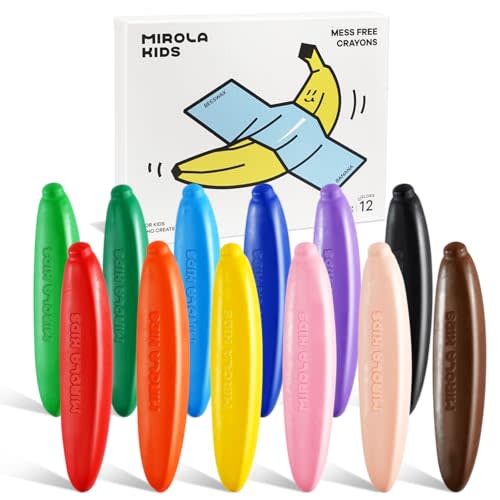 100% Pure Beeswax Crayon for Toddlers 1-3,12 Colors Non-Toxic Crayons with 108 Free Coloring Books PDF Pages, Safe Coloring Gifts for Babies and Toddlers, Mess Free Crayons Art Supplies