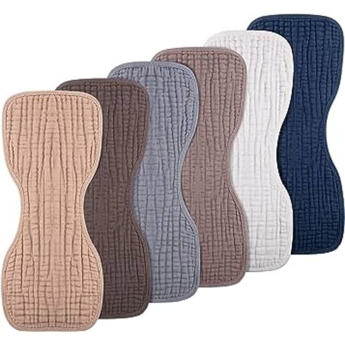 Frienda 6 Pieces Baby Muslin Burp Cloths Large 9 x 20 Inch 6 Layer Burp Cloth Multi Colors Muslin Washcloths Diapers Newborn Face Towels for Baby Boy Girl Unisex