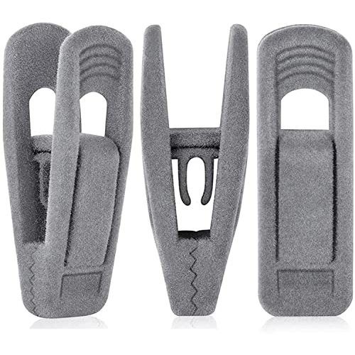 TOFIIGREM Grey Hanger Clips for Velvet Hangers - 40 PCS Gray Nonslip Velvet Hanger Clips, Pants Hanger Velvet Clips Fit for Slim Velvet Hangers