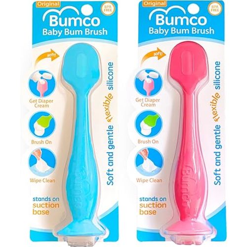 Bumco Diaper Cream Spatula (2-Pack) - BPA-Free Diaper Bag Essentials, Soft & Flexible Butt Spatula Baby, Mom-Invented Butt Paste Spatula, Diaper Cream Applicator, Bumco Baby Bum Brush, Diaper Spatula