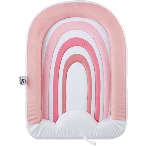 PandaEar Baby Bath Pad for Infant Newborn | Bath Seat Soft Rainbow Cushion Mat for Sink Bathtub Essentials Shower Gift (Pink)