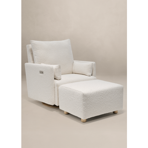 High Performance Bouclé Oyster | Ollie: A Chair and a Half | Swivel Nursery Recliner | Oilo™ Studio
