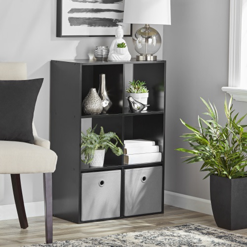 Mainstays 11" 6-Cube Storage Organizer, Black