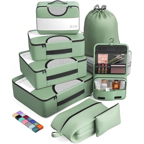 Veken 8 Set Packing Cubes for Travel Essentials, Suitcase Organizer Bags Set for Luggage, Road Trip Travel Accessories in 4 Sizes (Extra Large, Large, Medium, Small)