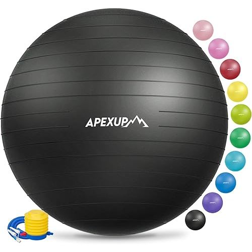 APEXUP Yoga & Pilates Ball - Anti Slip Heavy Duty Gym Ball for Fitness, Balance & Core Workout