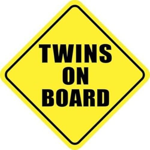 Twins On Board Baby Babies Sign - Sticker Graphic - Auto, Wall, Laptop, Cell, Truck Sticker for Windows, Cars, Trucks