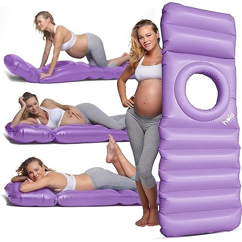 HOLO The Original Inflatable Pregnancy Pillow - Full Body Maternity Airbed/Float with Hole for Tummy -for Ultimate Sleeping Support & Comfort -Say Goodbye to Pregnancy Related Aches & Pains (Lavender)