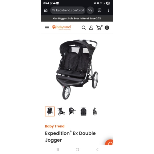 Baby Trend Expedition® Ex Double Jogger | Side-by-Side Jogging Stroller for Kids