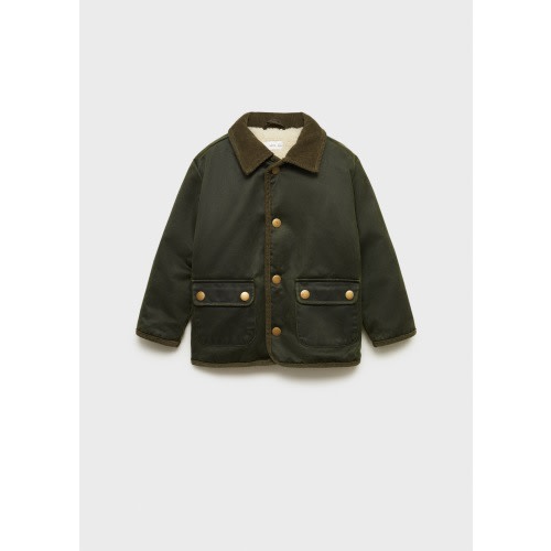 Waxed-effect parka with sheepskin interior - Kids | MANGO USA