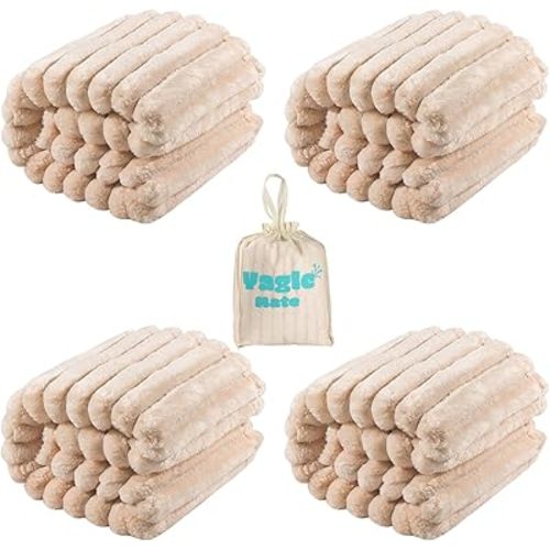 4 Pack Soft Newborn Fleece Baby Blanket for Girl, Crib Blankets with Wider Striped Design Cute Samll Toddler Receiving Blanket for Baby Shower, 30”×40”, (Cream White)