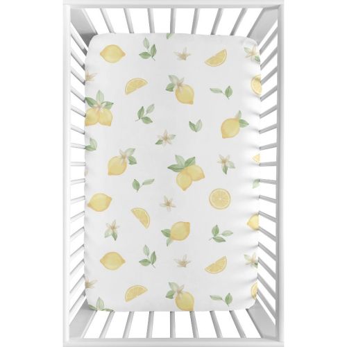 Sweet Jojo Designs Girl Baby Fitted Mini Crib Sheet Lemon Yellow Green And Beige