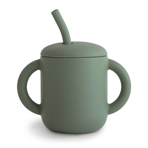 mushie 100% Silicone Training Cup & Straw for Toddlers | 6 Months+ (Dried Thyme)