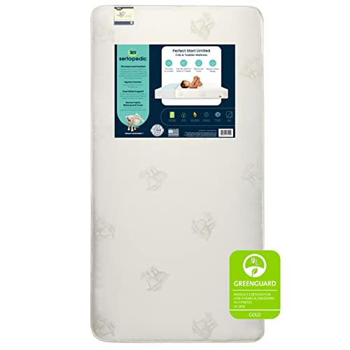 Serta Perfect Start Limited Dual Sided Baby Crib Mattress and Toddler Mattress, Breathable Fiber Core, GREENGUARD Gold Certified, Waterproof, 35 Year Warranty, Made in USA - Mattress Only