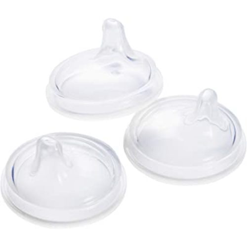 Boon Nursh Silicone Sippy Cup Lid - Convertible Transitional Sippy Spouts for Nursh Baby Bottles - Sippy Cup Lids for Babies - Baby Feeding Supplies - Ages 6 Months and Up - 3 Count