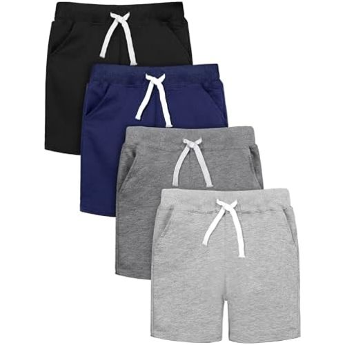 Resinta 4 Pack Toddler Baby Boys Shorts Toddler Boys Cotton Shorts with Drawstring Casual Elastic Waist Clothes for Summer