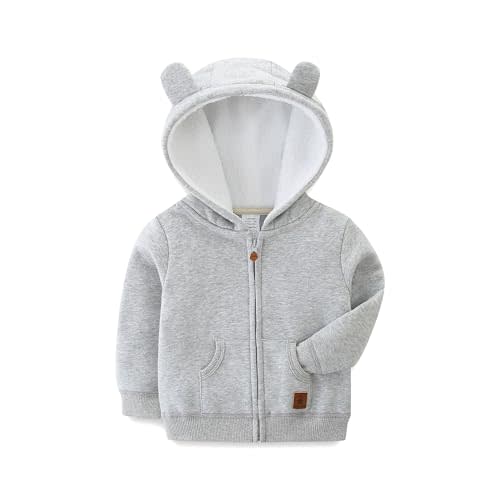 Baby Boy Girl Clothes Zip-Up Hoodies with Sherpa Lining Spring Fall Outerwear Coat