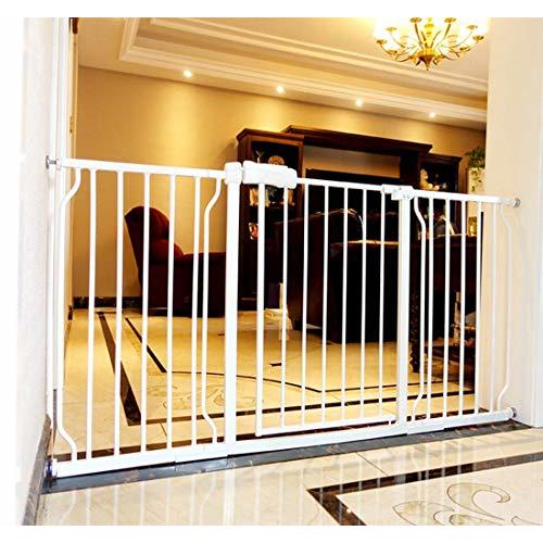 ALLAIBB Extra Wide Pressure Mount Baby Gate Auto Close White Metal Child Dog Pet Safety Gates with Walk Through for Stairs,Doorways,Kitchen and Living Room (76.38-81.10"/194-206cm)