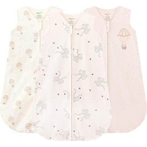 JELLYMONI Baby Sleep Sack 0-6 Months, 100% Cotton 3 Pack 0.5 TOG Baby Wearable Blanket Infant Sleep Sack with 2-Way Zipper Newborn Sleep Sacks