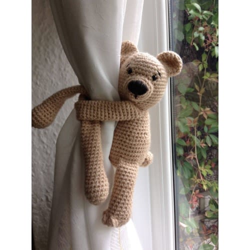 A Pair of Bear Nursery Curtain Ties. Crochet Curtain Tiebacks. - Etsy